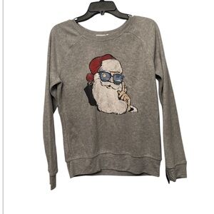 NWT Gray Santa Graphic Women’s Sweater